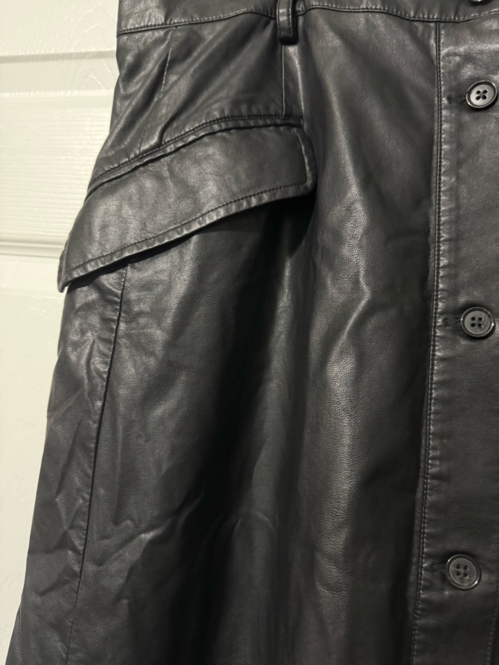 Banana Republic Faux Leather A Line Midi Skirt Black- Sz 14 - Picture 4 of 7